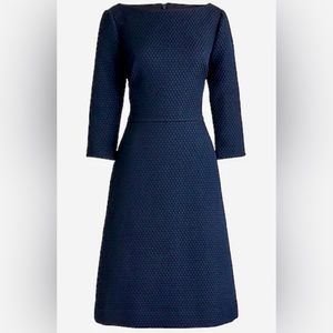 J Crew Blue Boatneck Sheath Dress In Matelassé NWOT Size 6